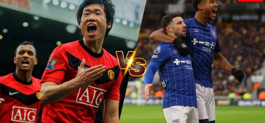 Manchester United porazil Ipswich, který hrál poločas s deseti muži!